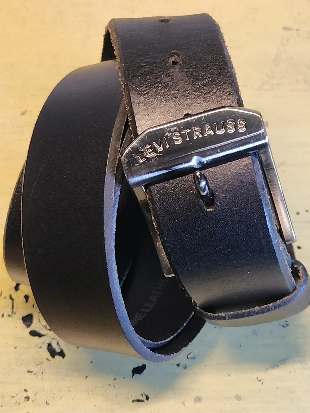 Levi's Men's Genuine Leather Belt Black Size 46 Levi Strauss Buckle
